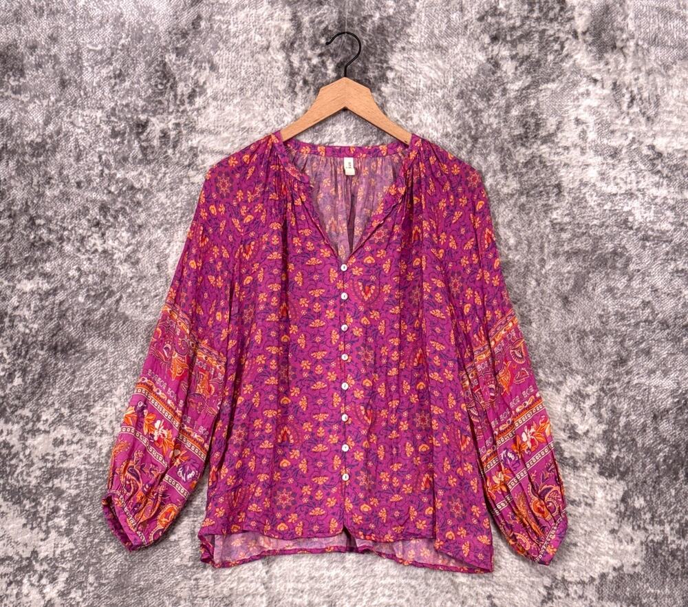 Spell Top Small Womens Bohemian Floral Button Down Blouse
